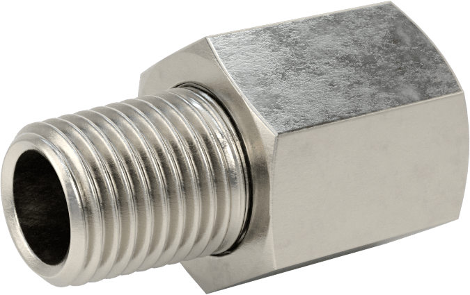 Aşırı Basınçlı 316 Paslanmaz Çelik Dişli Boru Bağlantı Elemanı, Düz Adaptör, 1/4 BSPP Dişi x 1/4 NPT Erkek