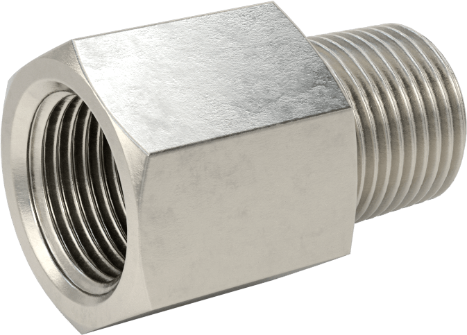 Aşırı Basınçlı 316 Paslanmaz Çelik Dişli Boru Bağlantı Elemanı, Düz Adaptör, 3/8 BSPP Dişi x 3/8 NPT Erkek