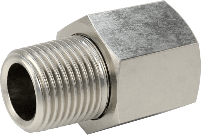 Aşırı Basınçlı 316 Paslanmaz Çelik Dişli Boru Bağlantı Elemanı, Düz Adaptör, 3/8 BSPP Dişi x 3/8 NPT Erkek