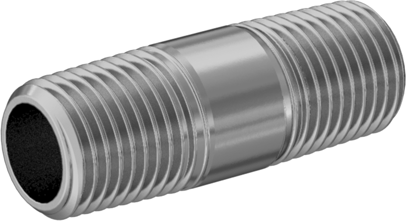 Standart Cidarlı Pirinç Boru Nipeli, Her İki Ucu Dişli, 1/4 BSPT, 1-1/2" Uzunluk