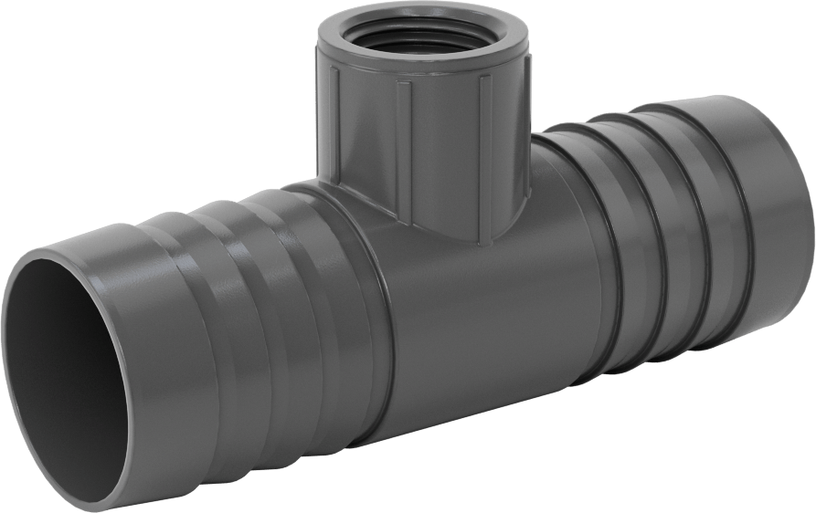 Su için Yüksek Basınçlı Plastik Boru Bağlantı Elemanı, Hat Üstü T Redüktör, 1-1/4 Dikenli Erkek X1/2 NPT Dişi
