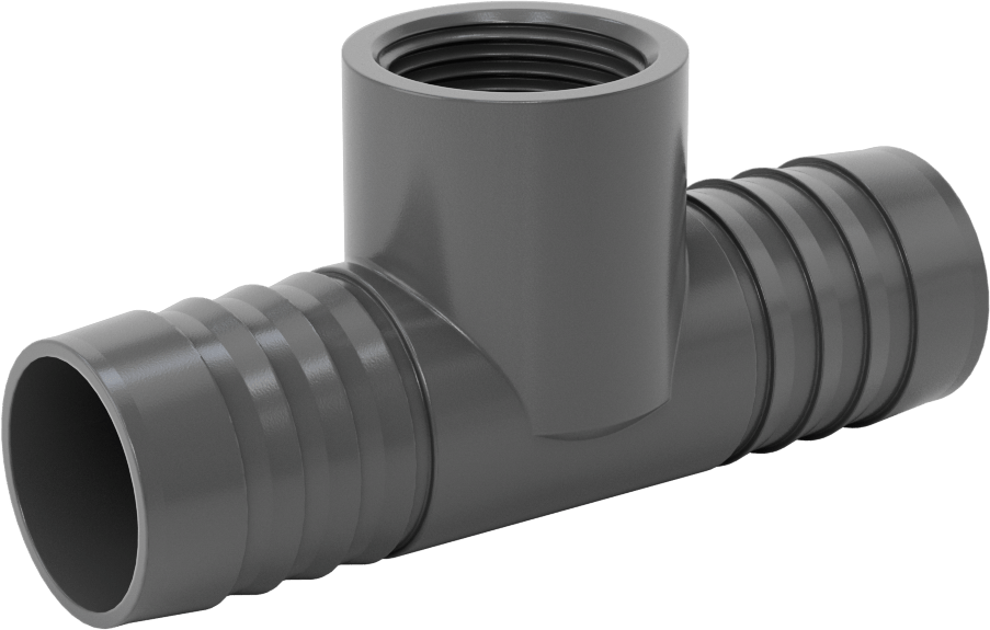 Su için Yüksek Basınçlı Plastik Boru Bağlantı Elemanı, Hat Üstü T Redüktör, 1-1/4 Dikenli Erkek x 1 NPT Dişi