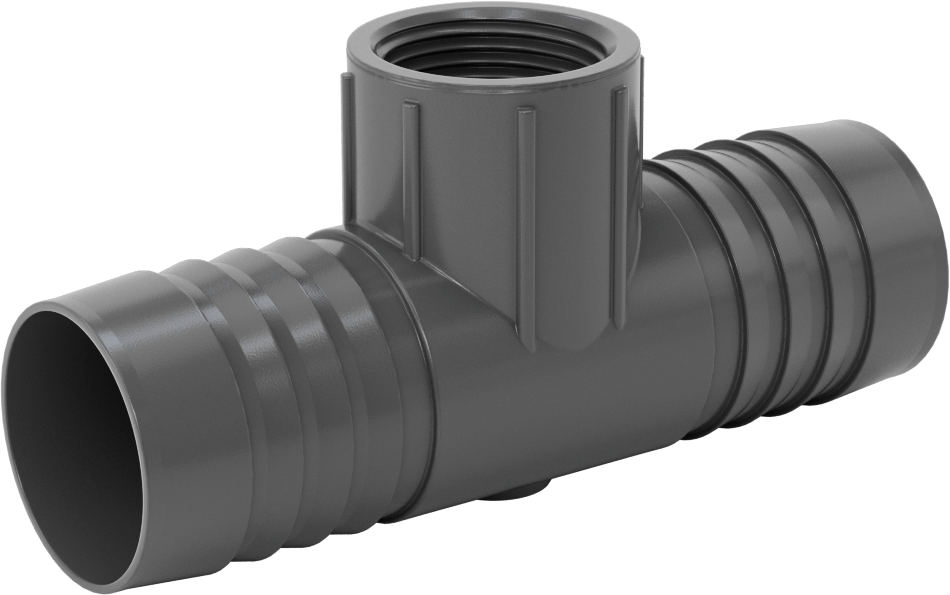 Su için Yüksek Basınçlı Plastik Boru Bağlantı Elemanı, Hat Üstü T Redüktör, 1-1/2 Dikenli Erkek x 1 NPT Dişi