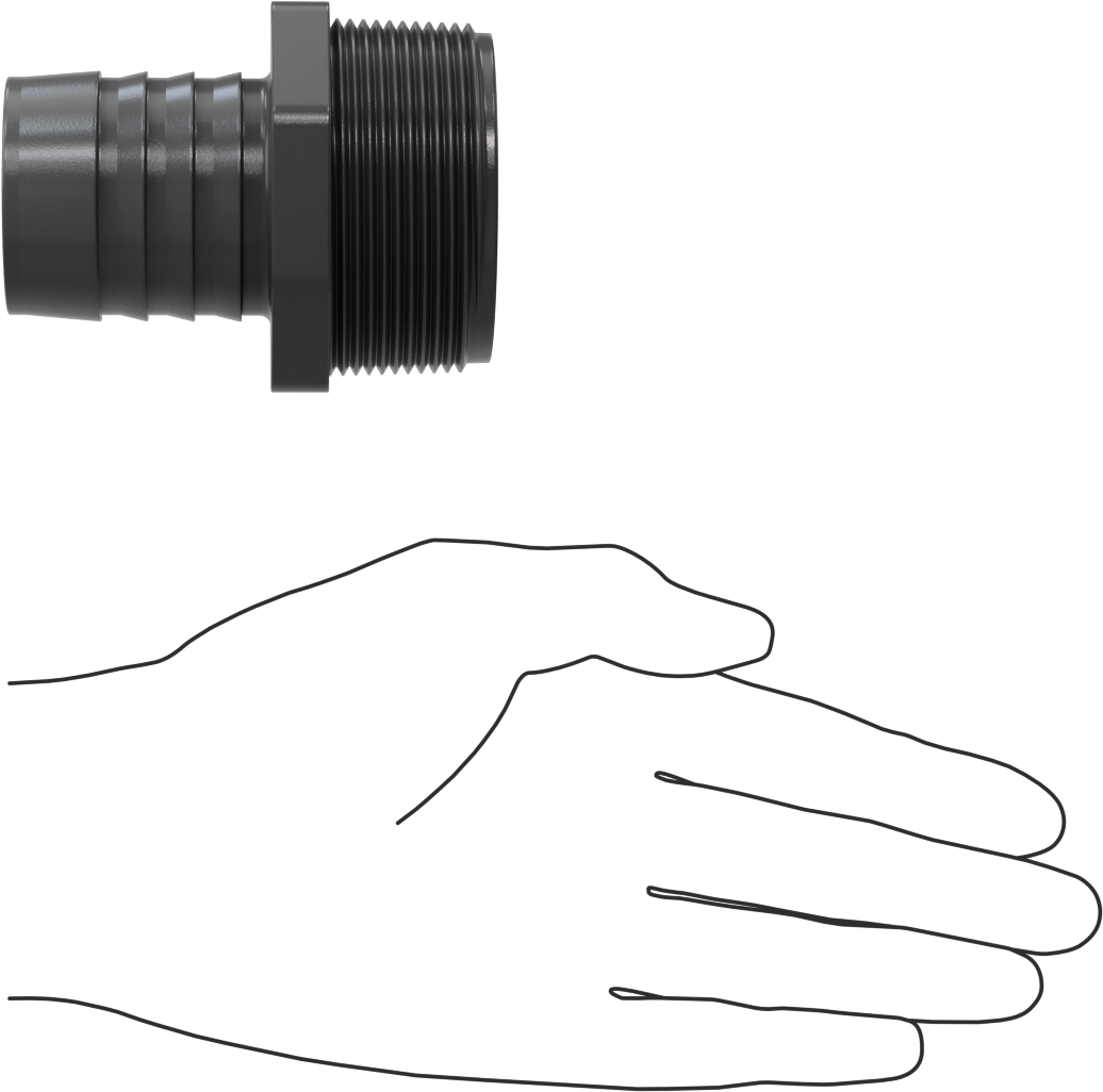 Su için Yüksek Basınçlı Plastik Boru Bağlantı Elemanı, Redüksiyon Adaptörü, 1-1/2 Dikenli x 2 NPT Erkek