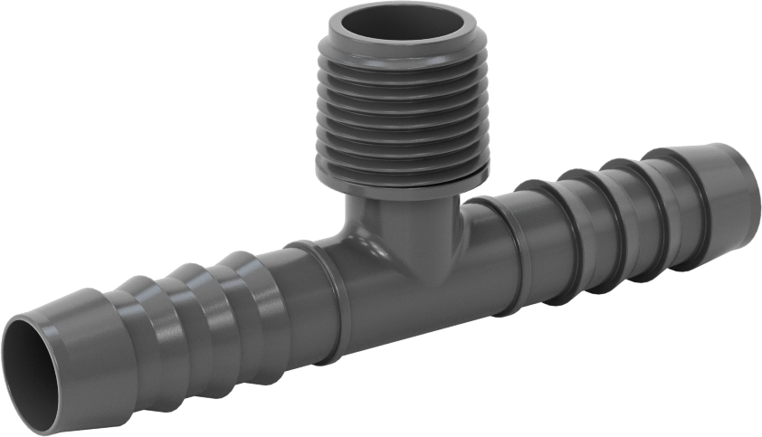 Su için Yüksek Basınçlı Plastik Boru Bağlantı Elemanı, Hat Üstü T Adaptörü, 1/2 Dikenli Erkek x NPT Erkek