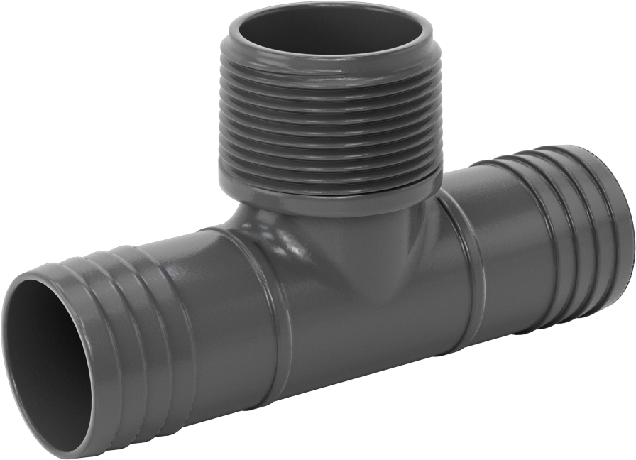 Su için Yüksek Basınçlı Plastik Boru Bağlantı Elemanı, Hat Üstü T Adaptörü, 1-1/4 Dikenli Erkek x NPT Erkek