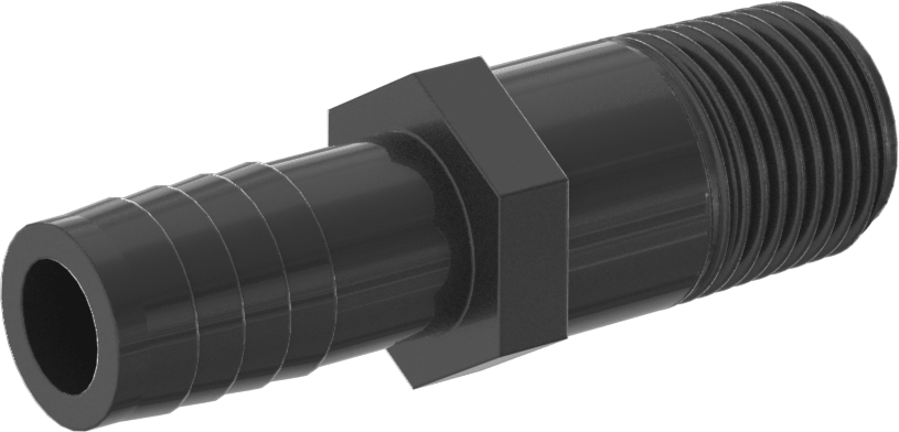 Su için Yüksek Basınçlı Plastik Boru Bağlantı Elemanı, Düz Adaptör, 1/2 Dikenli Erkek x 1/2 NPT Erkek