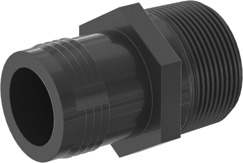 Su için Yüksek Basınçlı Plastik Boru Bağlantı Elemanı, Adaptör, 1-1/2 Dikenli Erkek x 1-1/2 NPT Erkek