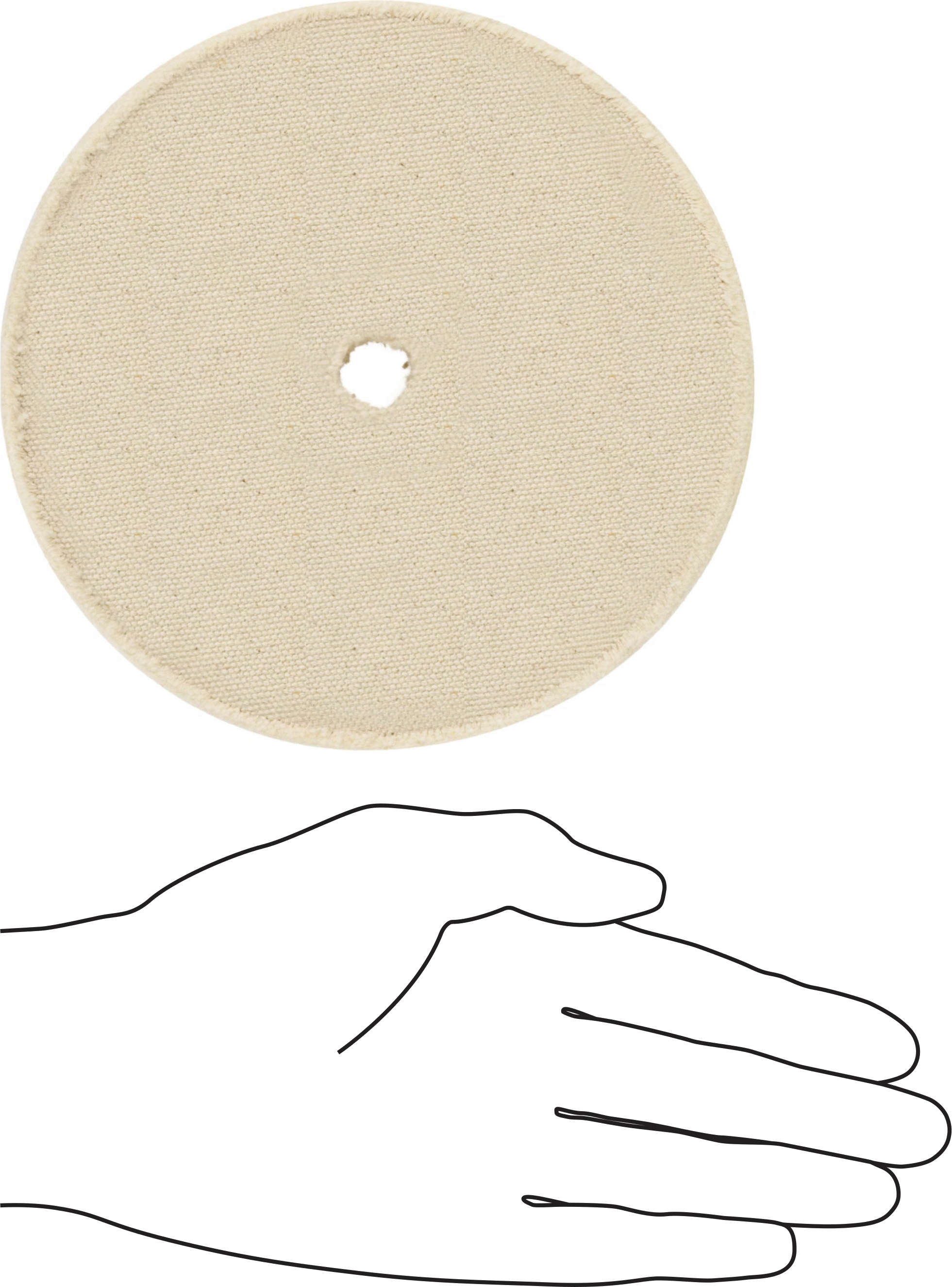 Kavisli Yüzeyler için Agresif Parlatma Tekerleği, 6“ Çap x 1” Kalınlık, 1/2" Mil Deliği