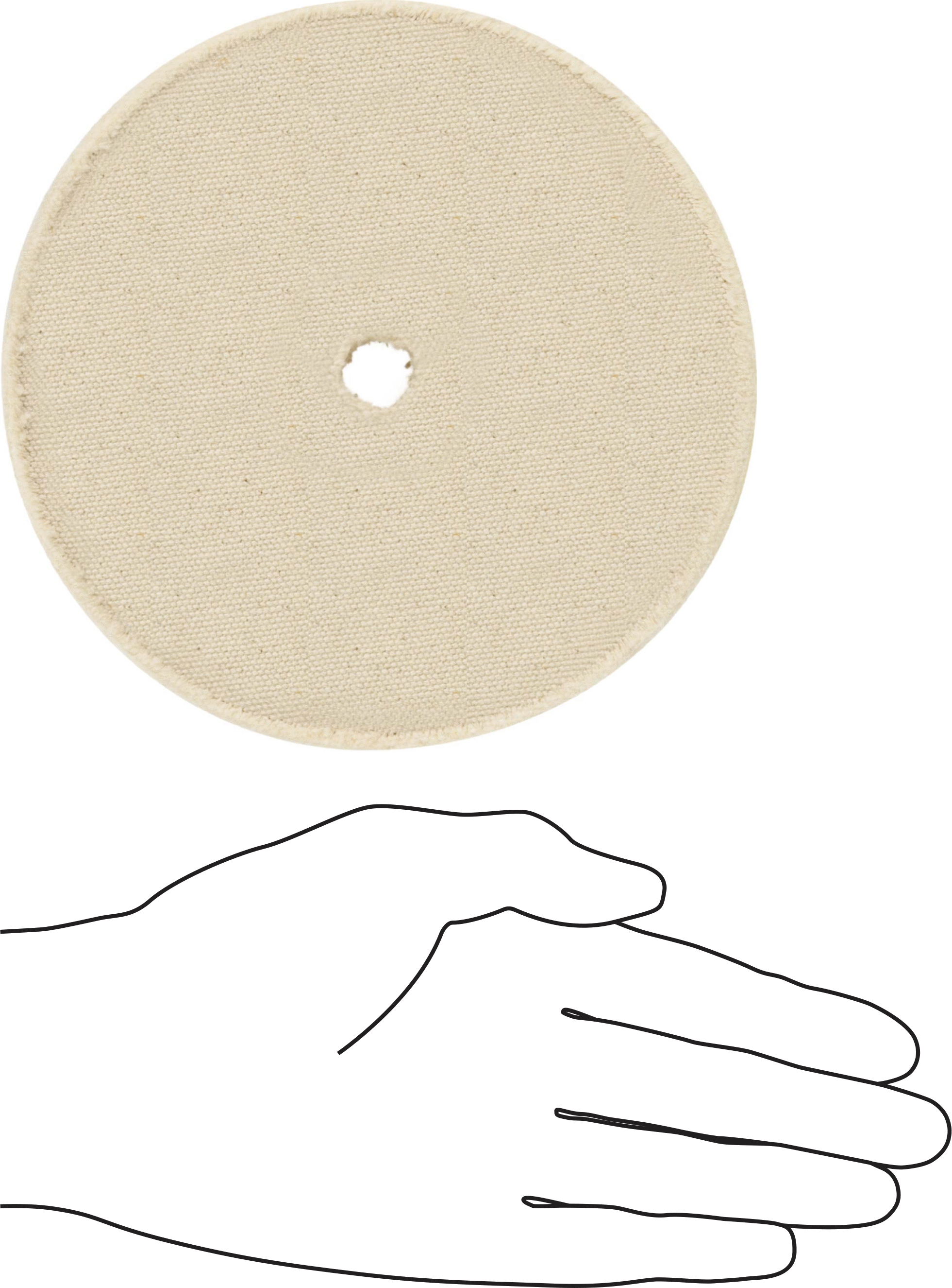 Kavisli Yüzeyler için Agresif Parlatma Tekerleği, 6“ Çap x 1-1/2” Kalınlık, 1/2" Mil Deliği