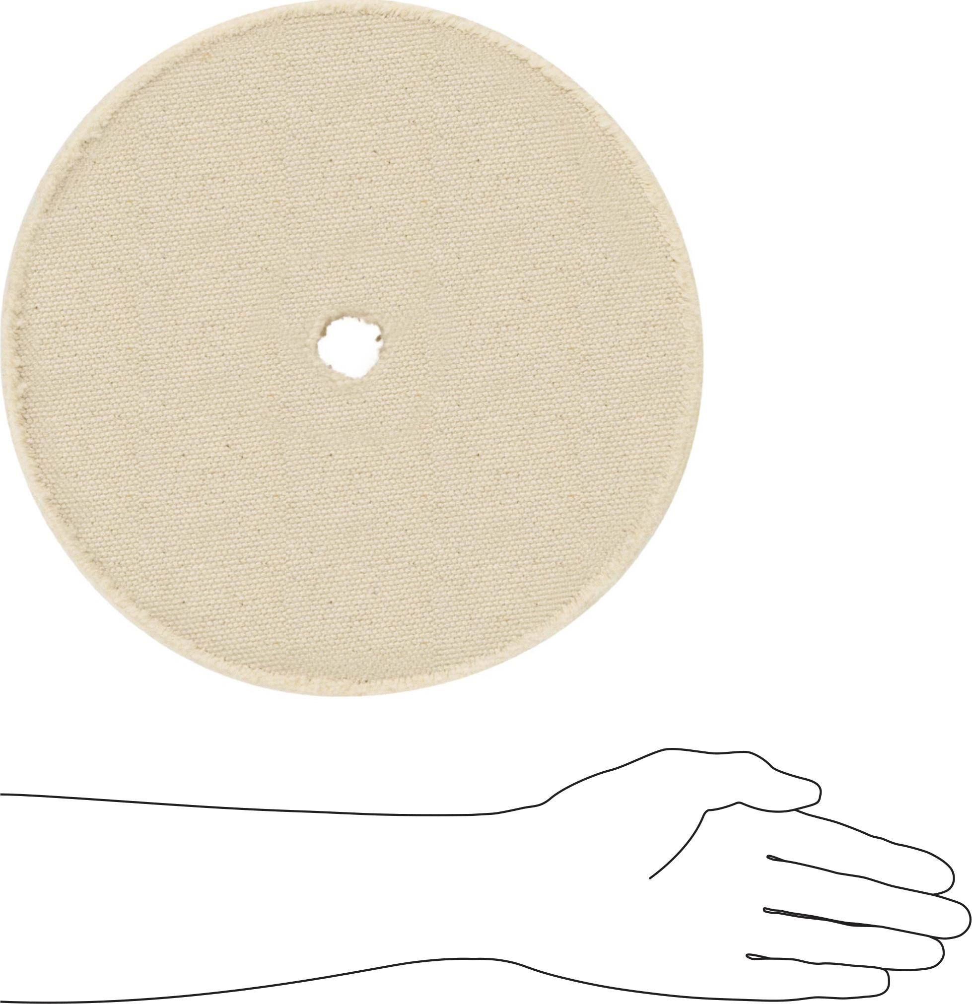 Kavisli Yüzeyler için Agresif Parlatma Tekerleği, 12“ Çap x 2” Kalınlık, 1-1/4" Mil Deliği