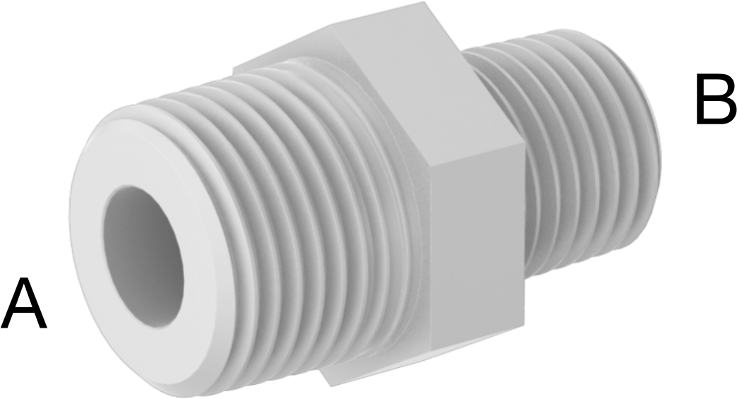 Benzin için Plastik Boru Bağlantı Parçaları, Altıgen Gövdeli Redüktör, 3/8 NPT Erkek x 1/4 NPT Erkek