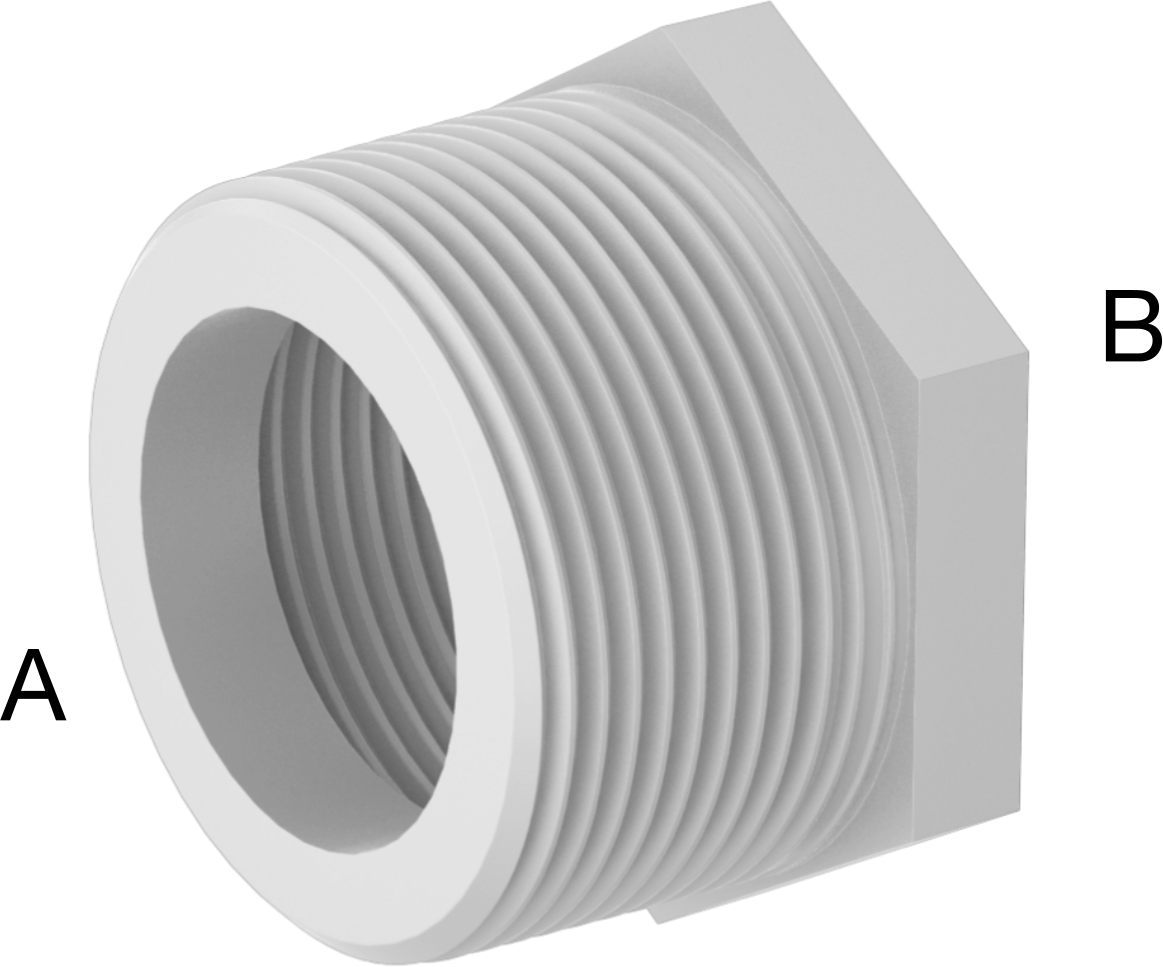 Benzin için Plastik Boru Bağlantı Parçaları, Burç Adaptörü, 1-1/2 NPT Erkek x 1-1/4 NPT Dişi