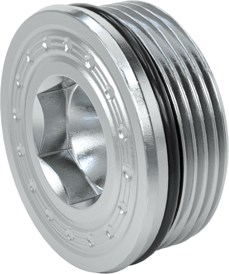 Altıgen Tahrikli Aşırı Basınçlı Çelik Tapa, ve Buna-N Kauçuk Conta, 1-5/8"-12 UN/UNF Diş