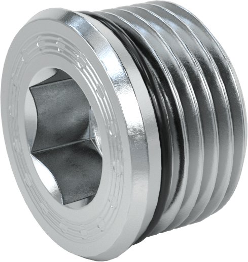 Altıgen Tahrikli Aşırı Basınçlı Çelik Tapa, Floroelastomer Kauçuk Conta, 1-1/16"-12 UNF Diş