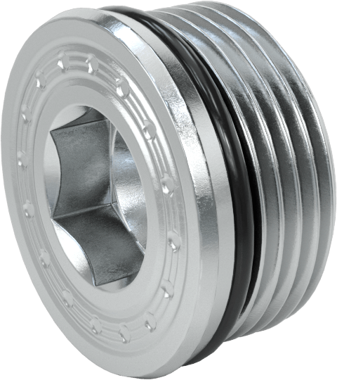 Altıgen Tahrikli Aşırı Basınçlı Çelik Tapa, Floroelastomer Kauçuk Conta, 1-5/16"-12 UNF Diş