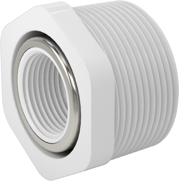 Standart Cidarlı Düz Burçlu Redüksiyon Adaptörü, Yaka ile, Su için, 1-1/2 NPT Erkek x 3/4 NPT Dişi