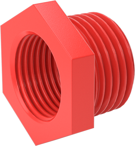 Standart Cidarlı Düz Burçlu Redüksiyon Adaptörü, Su için, Naylon, 1/2 NPT Erkek x 3/8 NPT Dişi
