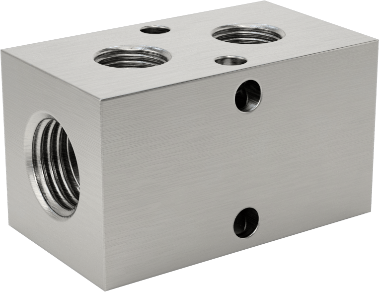 Dik Açılı Akış Dikdörtgen Manifold, 303 Paslanmaz Çelik, 2 Çıkış, 1/4 NPT Giriş x 1/8 NPT Çıkış