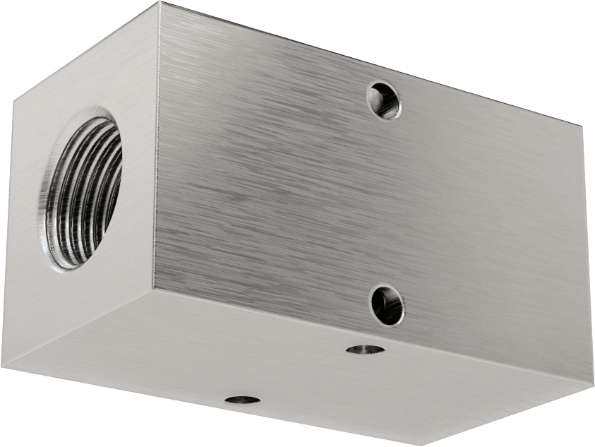 Dik Açılı Akış Dikdörtgen Manifold, 303 Paslanmaz Çelik, 2 Çıkış, 1/2 NPT Giriş x 3/8 NPT Çıkış