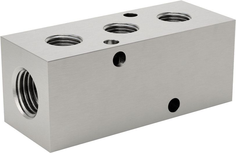 Dik Açılı Akış Dikdörtgen Manifold, 303 Paslanmaz Çelik, 3 Çıkış, 1/4 NPT Giriş x 1/8 NPT Çıkış