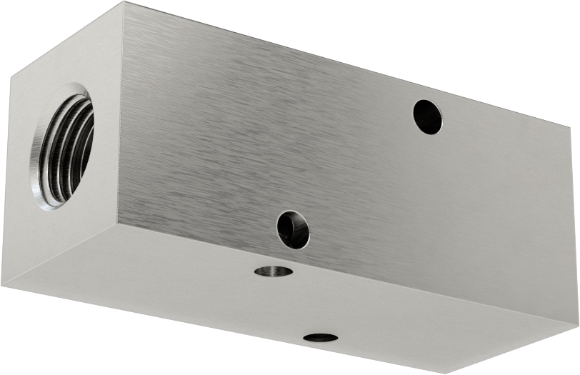 Dik Açılı Akış Dikdörtgen Manifold, 303 Paslanmaz Çelik, 3 Çıkış, 1/4 NPT Giriş x 1/8 NPT Çıkış