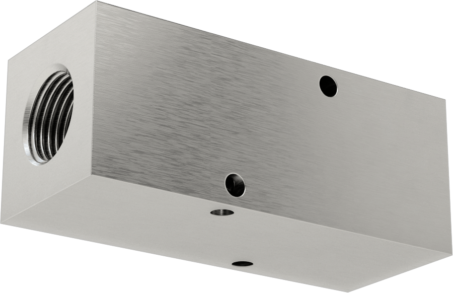 Dik Açılı Akış Dikdörtgen Manifold, 303 Paslanmaz Çelik, 3 Çıkış, 1/2 NPT Giriş x 3/8 NPT Çıkış
