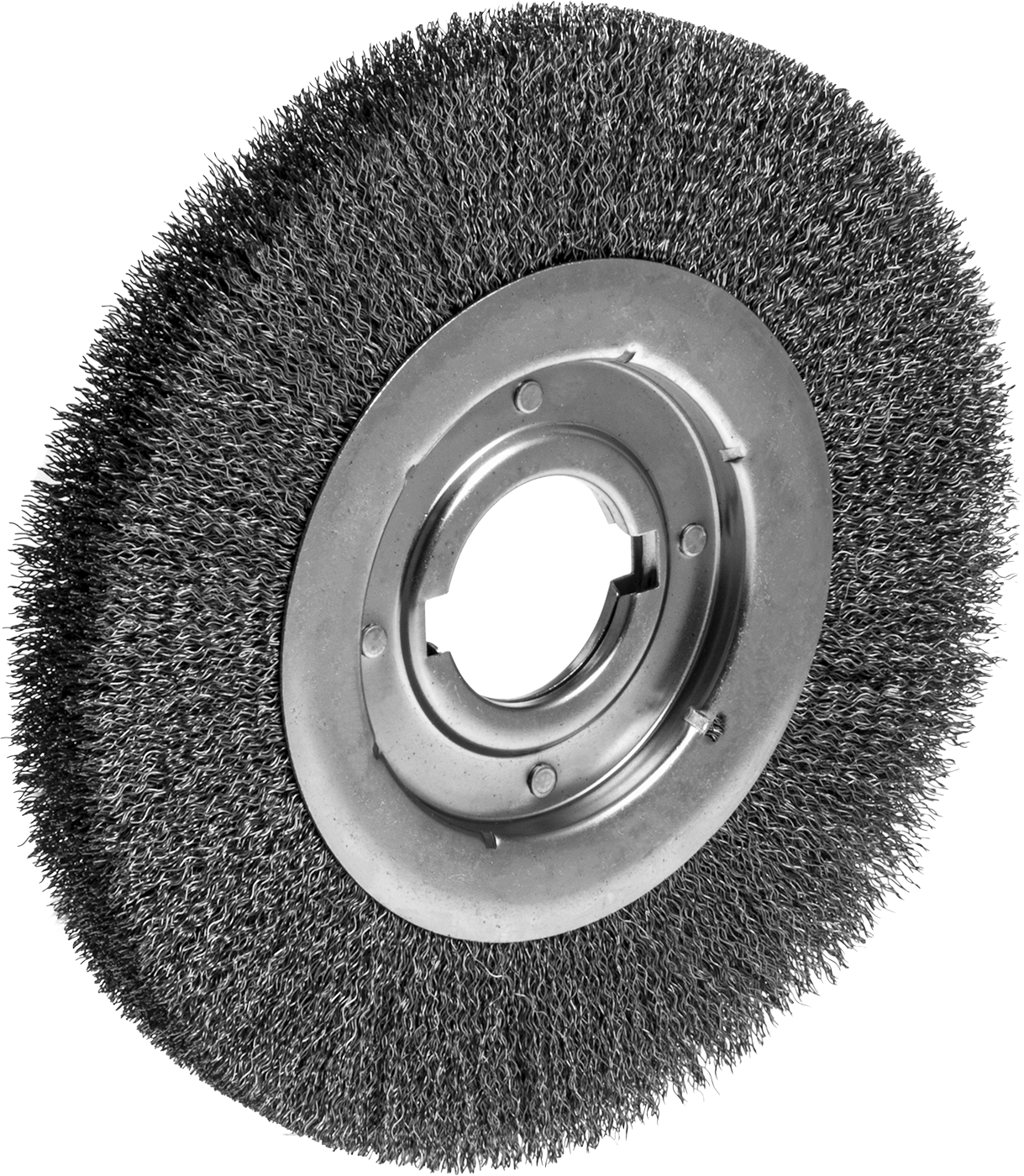 Çelik için Temizleme ve Çapak Alma Fırçası, 10“ Çap x 1-1/8” Kalınlık, 2" Mil, 0,02" Çaplı Çelik Kıllar
