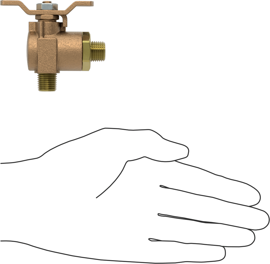 Pirinç Dirsek Açma/Kapama Vanası, 1/4“ NPT Erkek x 1/4” NPT Erkek, T Tutamağı