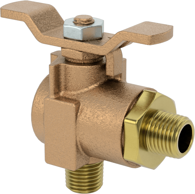 Pirinç Dirsek Açma/Kapama Vanası, 1/4“ NPT Erkek x 1/4” NPT Erkek, T Tutamağı