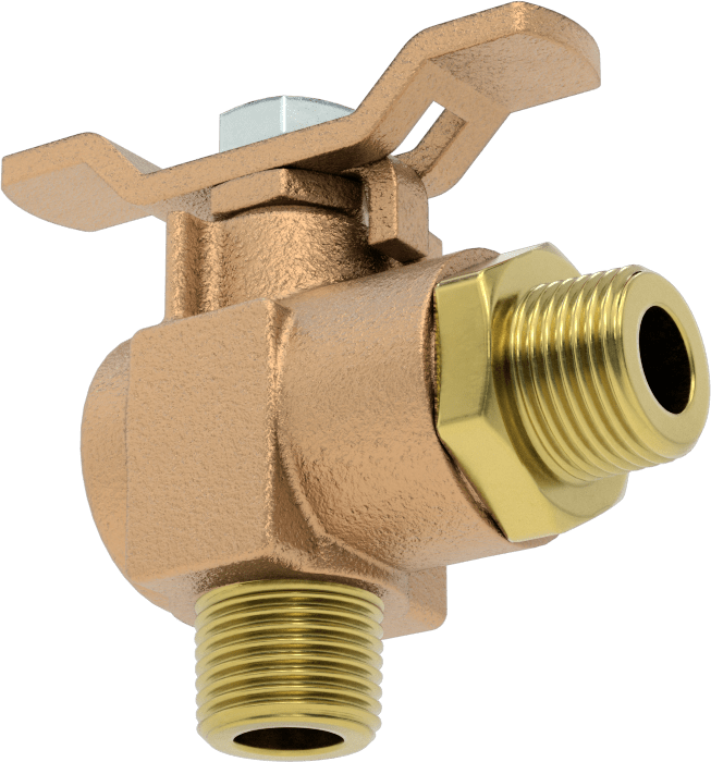 Pirinç Dirsek Açma/Kapama Vanası, 3/8“ NPT Erkek x 3/8” NPT Erkek, T Tutamağı