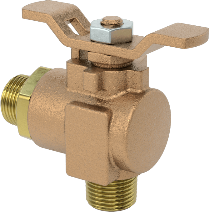 Pirinç Dirsek Açma/Kapama Vanası, 3/8“ NPT Erkek x 3/8” NPT Erkek, T Tutamağı