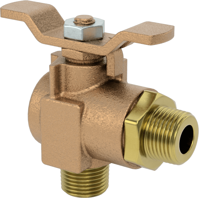 Pirinç Dirsek Açma/Kapama Vanası, 3/8“ NPT Erkek x 3/8” NPT Erkek, T Tutamağı