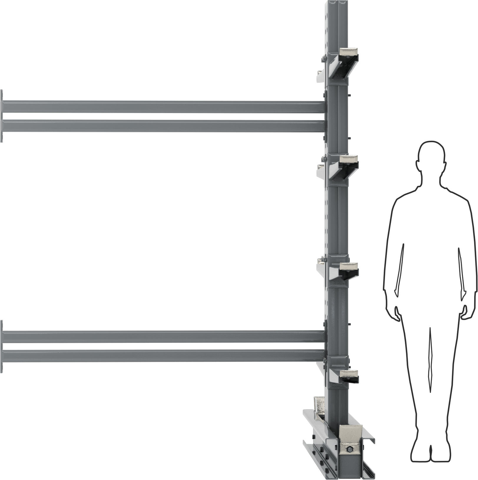 Ek Ünite, İki Kullanılabilir Yüz, 82“ x 96” x 65" Ekstra Ağır Hizmet Tipi Boru Rafı