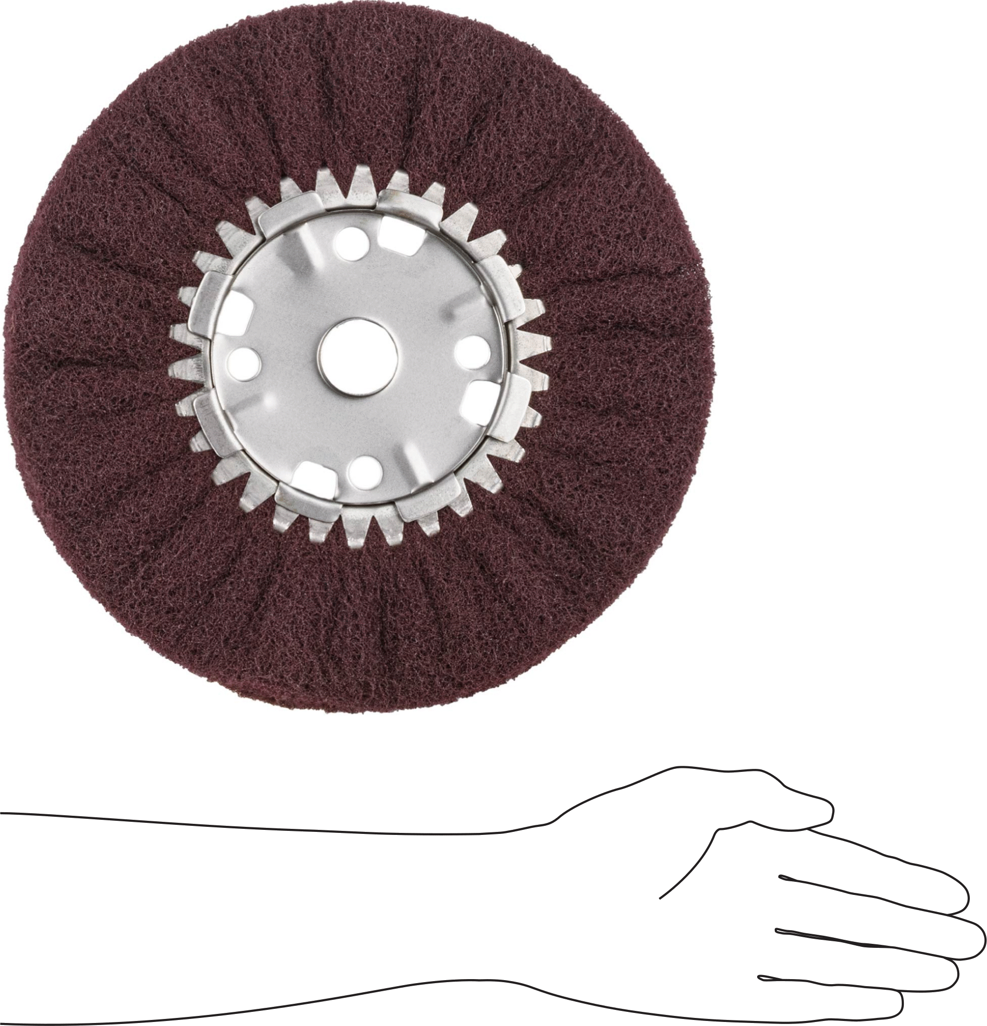 Kirlenmeyen Parlatma Tekerleği, Düz Mil için, 120 Kum, 12" Çap