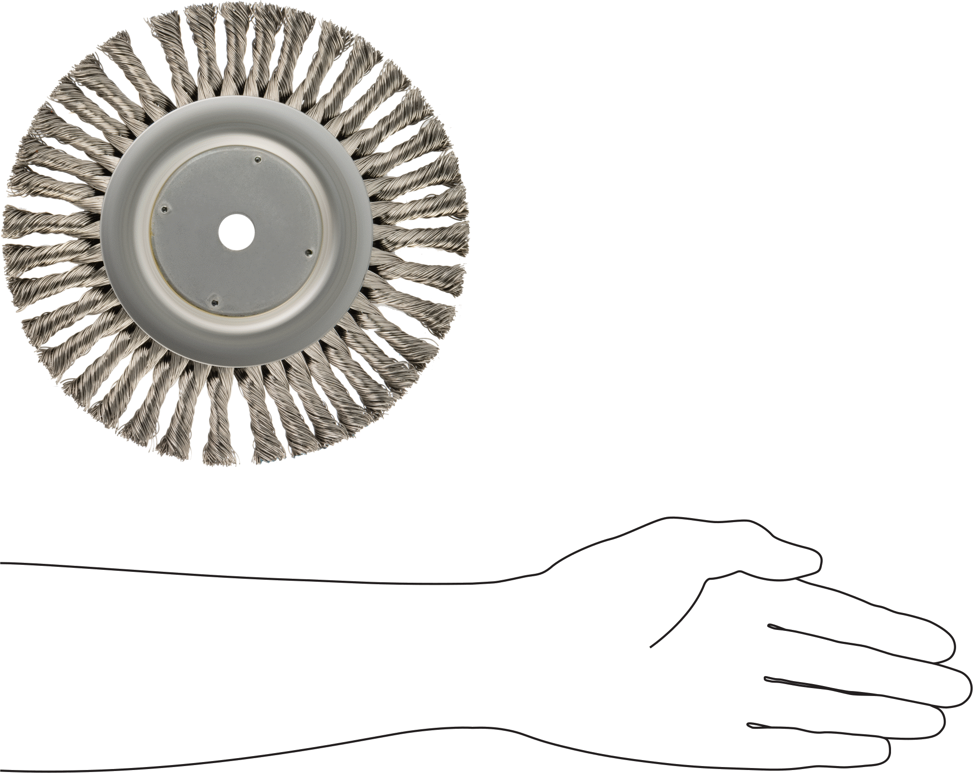 Güçlü Temizleyici Paslanmaz Çelik Tekerlek Fırçası, Hızlı, CNC Makineleri için, 8" Çaplı Fırça, 5/8" Mil