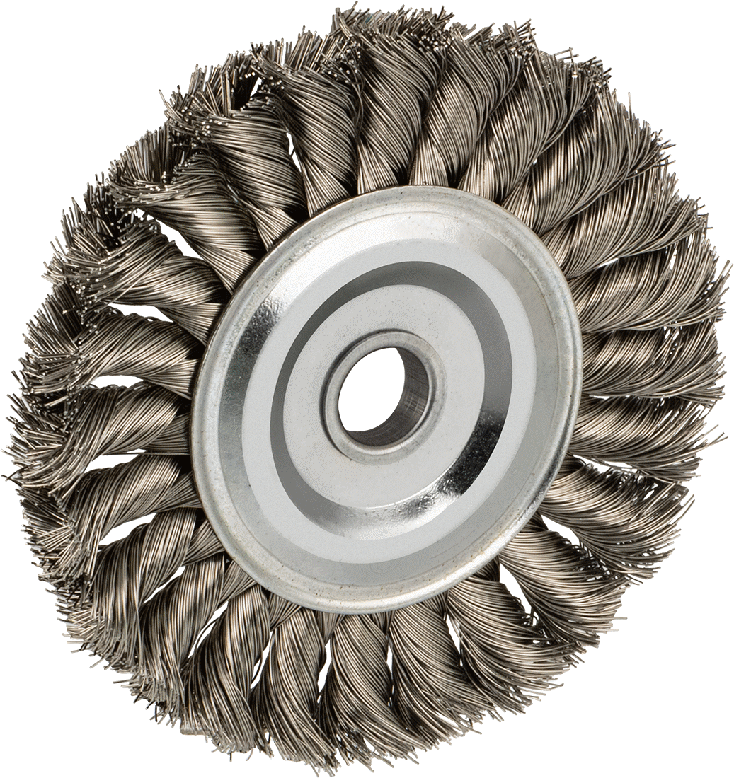 Güçlü Temizleyici Paslanmaz Çelik Tekerlek Fırçası, CNC Makineleri için, 4" Çaplı Fırça, 0,014" Çaplı Kıllar