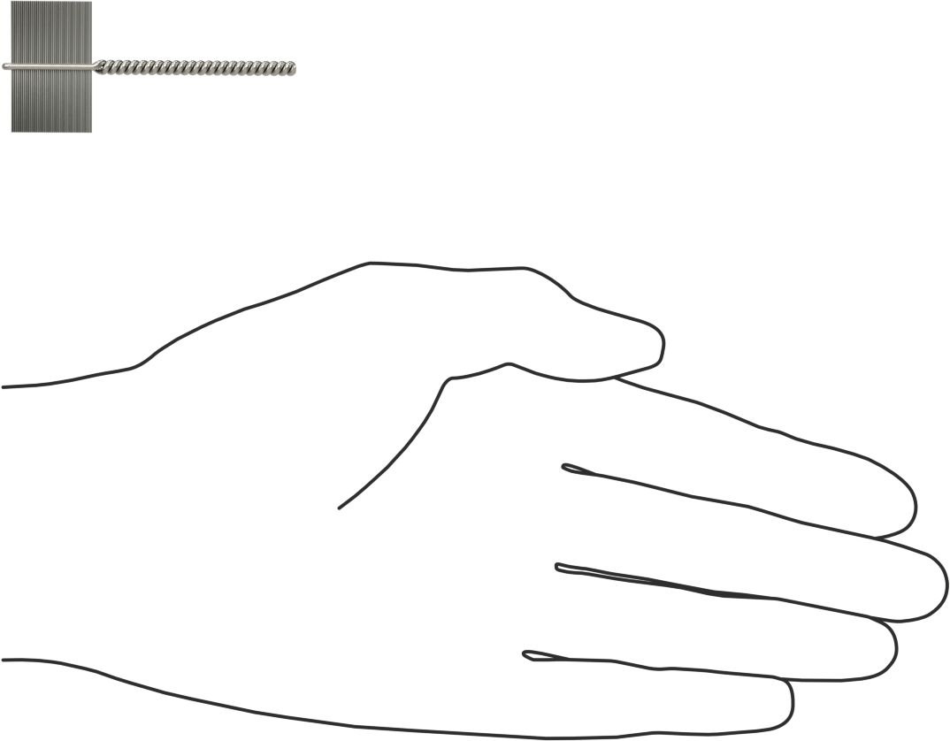 İç Dişler için Boru Fırçası, Ağır Hizmet Tipi, 1/8" Şaft, 1" Fırça Çapı, 0,008 inç Çelik Kıl