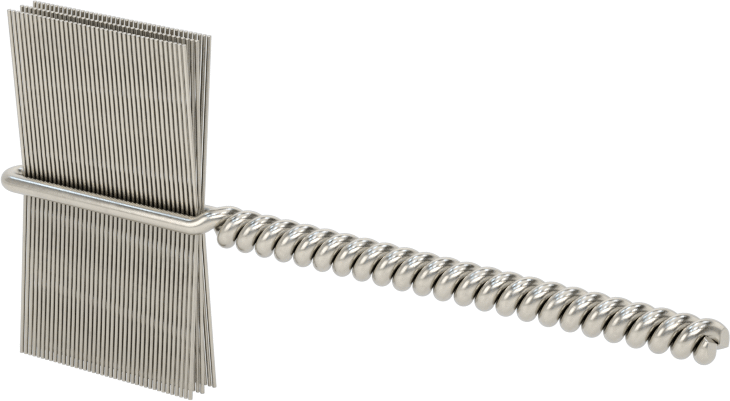 İç Dişler için Boru Fırçası, Ağır Hizmet Tipi, 1/8" Şaft, 1" Fırça Çapı, 0,005 inç Paslanmaz Çelik Kıl