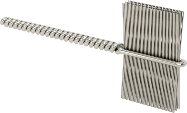 İç Dişler için Boru Fırçası, Ağır Hizmet Tipi, 1/8" Şaft, 1" Fırça Çapı, 0,005 inç Paslanmaz Çelik Kıl