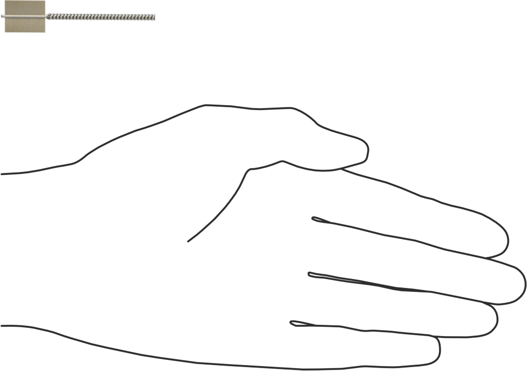 İç Dişler için Boru Fırçası, Çizilmeye Dayanıklı, 3/32" Şaft, 7/16" Fırça, 0,005" Kıllar