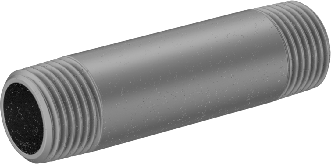 Galvanizli Çelik Standart Cidarlı Borusu Nipeli, Her İki Ucu Dişli, 1/2 BSPT, 3" Uzunluk