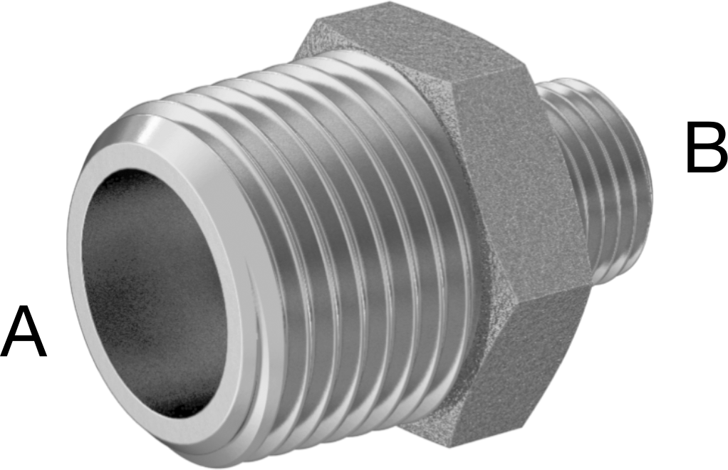İngiliz Standardı Aşırı Basınçlı Pirinç Bağlantı Parçası, Düz Redüktör, 3/8 x 1/8 BSPT Erkek