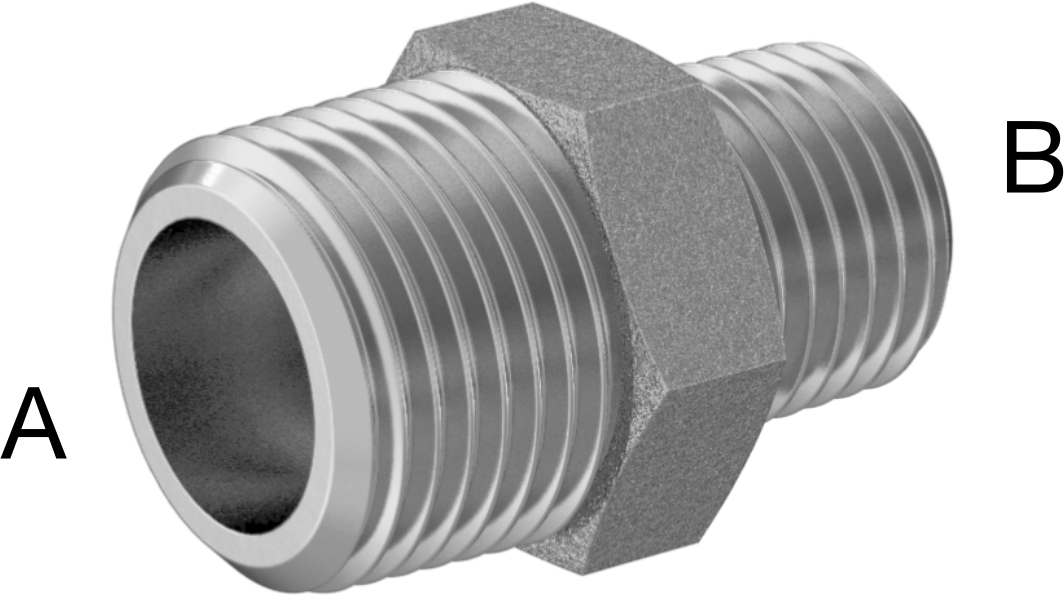 İngiliz Standardı Aşırı Basınçlı Pirinç Bağlantı Parçası, Düz Redüktör, 3/8 x 1/4 BSPT Erkek