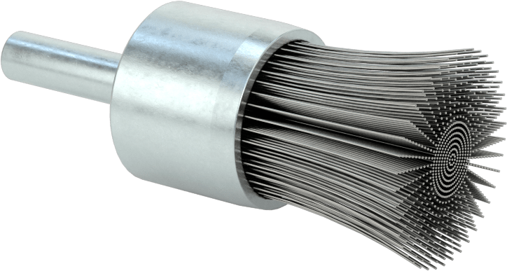 Dar Alanlar için 3/4" Uzun Şaftlı Uç Fırçası, 3/4“ Fırça Çapı, 0,010” Çaplı Çelik Kıllar