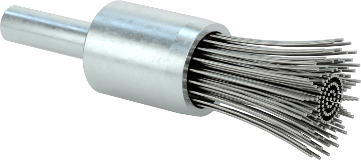 Dar Alanlar için 3/4" Uzun Şaftlı Uç Fırçası, 0,020“ Çaplı Çelik Kıllara Sahip 1/2” Fırça Çapı