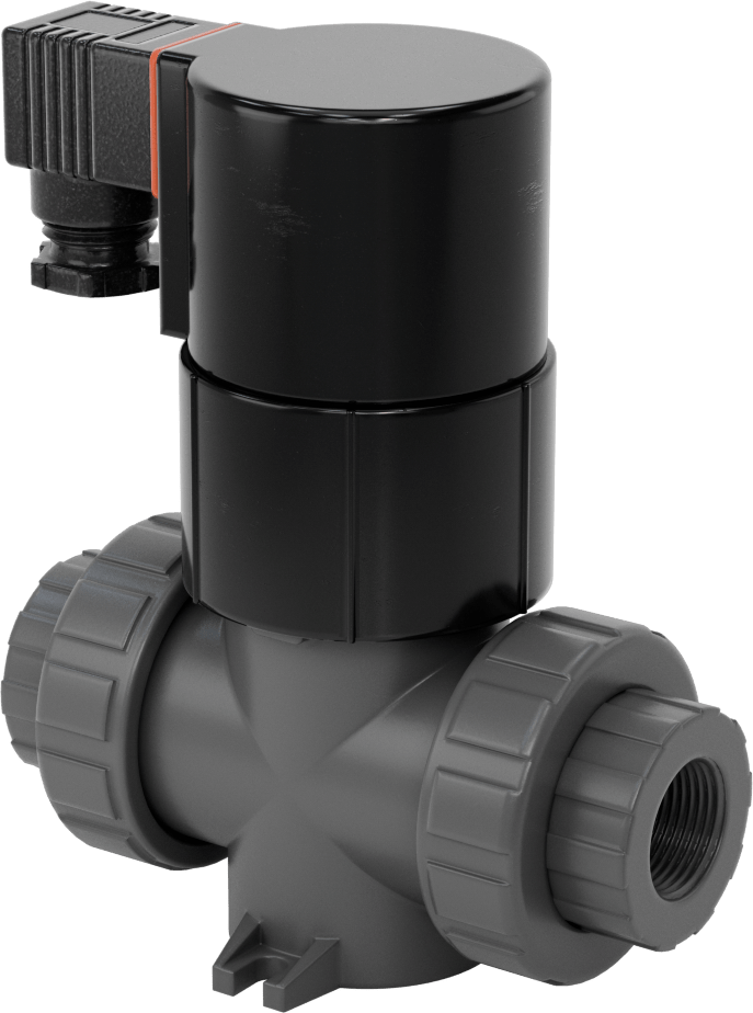 Kimyasallar için Solenoid Açma/Kapama Valfi, Açık Gri CPVC Gövde, 3/4 NPT Dişi