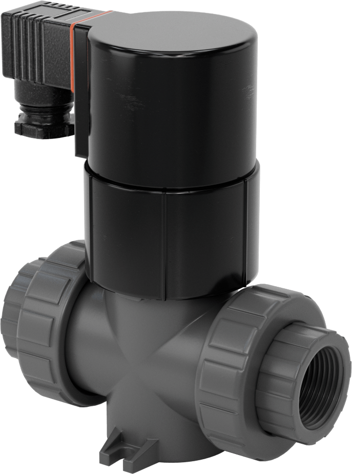 Kimyasallar için Solenoid Açma/Kapama Valfi, Açık Gri CPVC Gövde, 1 NPT Dişi