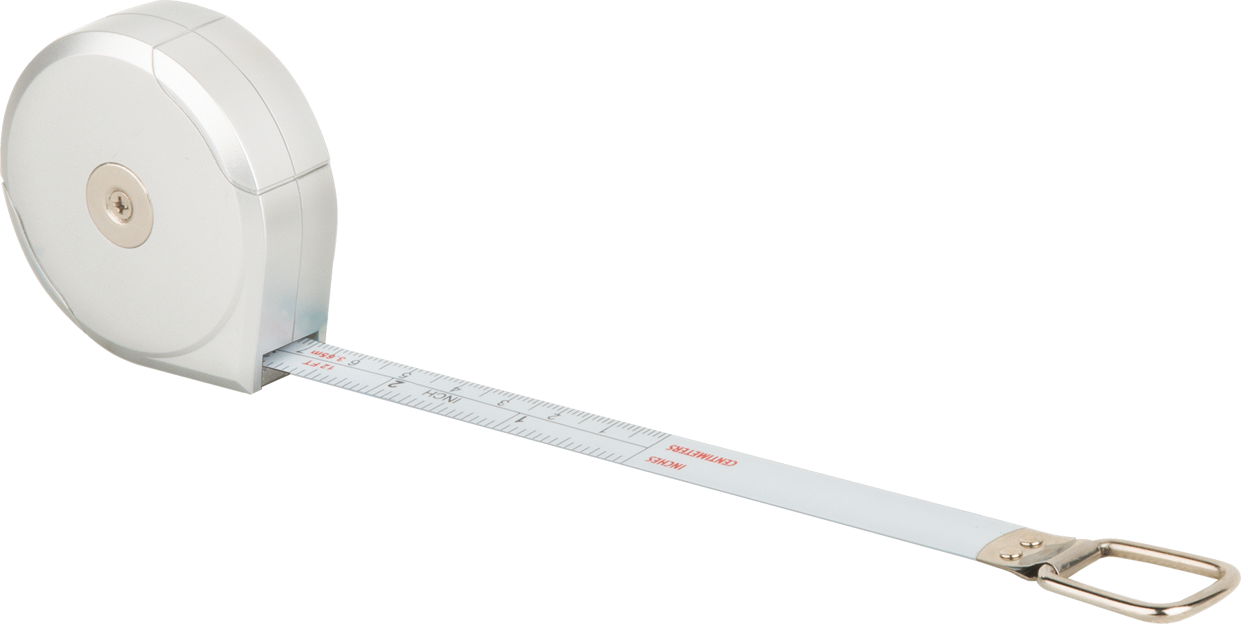 Standart Ölçekli Çap Ölçüm Şerit Metresi, Manuel Bıçak Geri Dönüşlü, 0“ ila 45” ve 0 cm ila 116 cm Çap