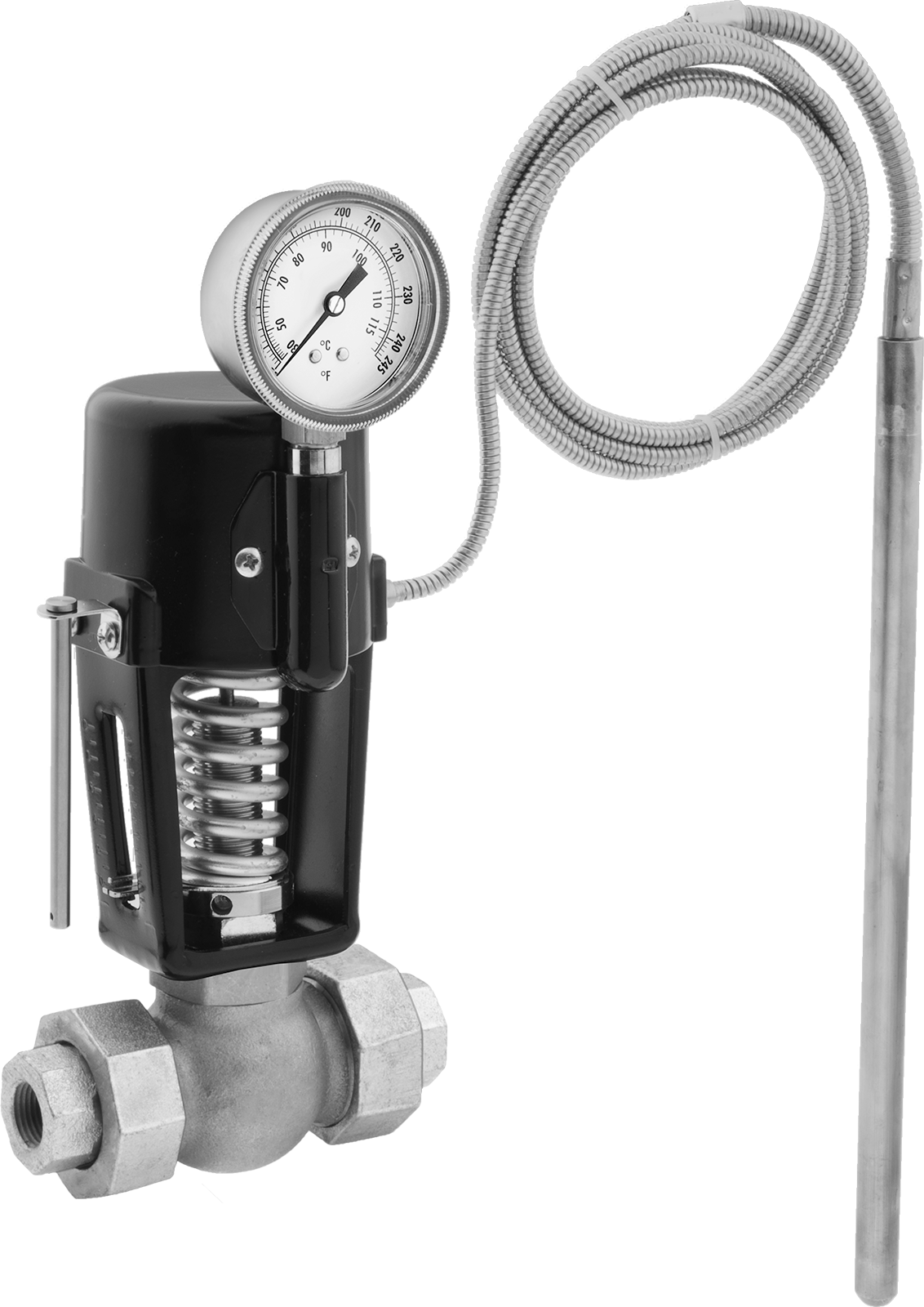 Uzaktan Okunabilir Karıştırma Vanası, Termometreli Doğrudan Etkili, 1/2 NPT, 120°-230°F